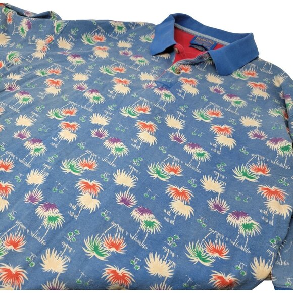 Pendleton Hawiian Graphic Print Polo Shirt Size XL Men's Palm Trees Short Sleeve - Picture 1 of 4